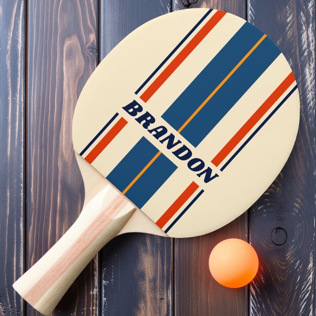 Öken Retro Regnbågsbräda Ränder med Namn Pingisracket (Skapare uppladdad)