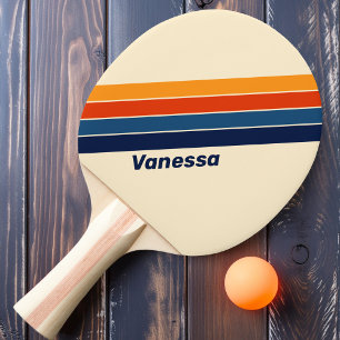 Öken Retro Regnbågsrandig med Namn Pingisracket