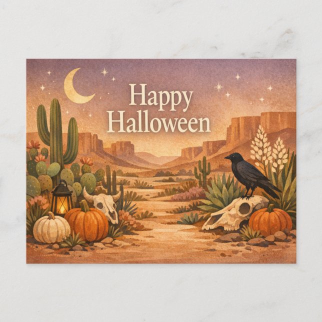 Öken Sage Kaktus Halloween Helg Vykort (Framsida)