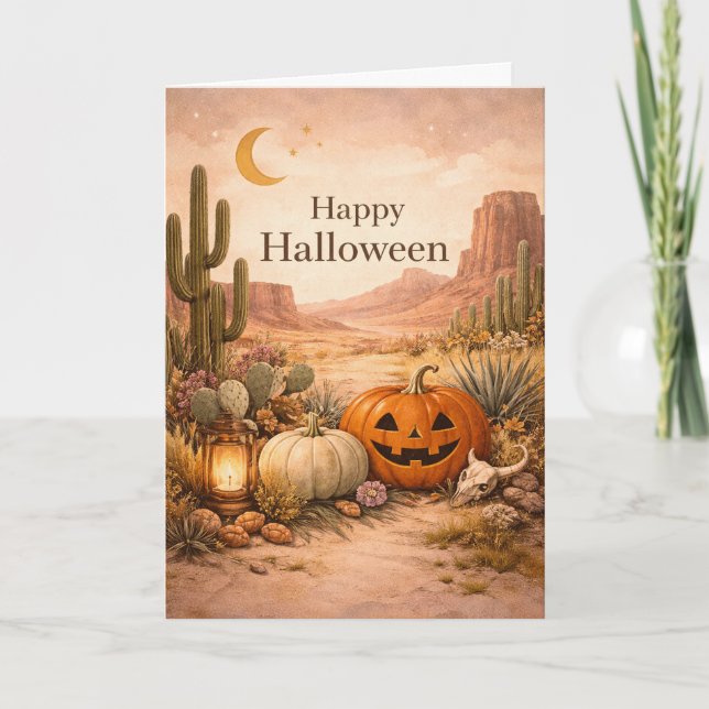 Öken Sage Kaktus Halloween Kort (Framsida)