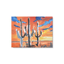 Öken Saguaro Solnedgång Neo-Expressionist
