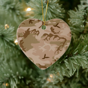Öken Sand Kamouflage Hjärt Ornament