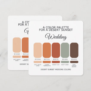 Öken Solnedgång Boho Bröllop Färgpalett Kort