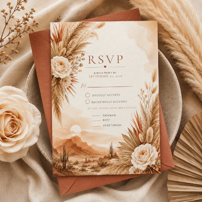 Öken Solnedgång Boho Bröllop RSVP-kort OSA Kort (Skapare uppladdad)