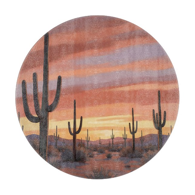 Öken solnedgång Saguaro Kaktus Landskap (Framsidan)