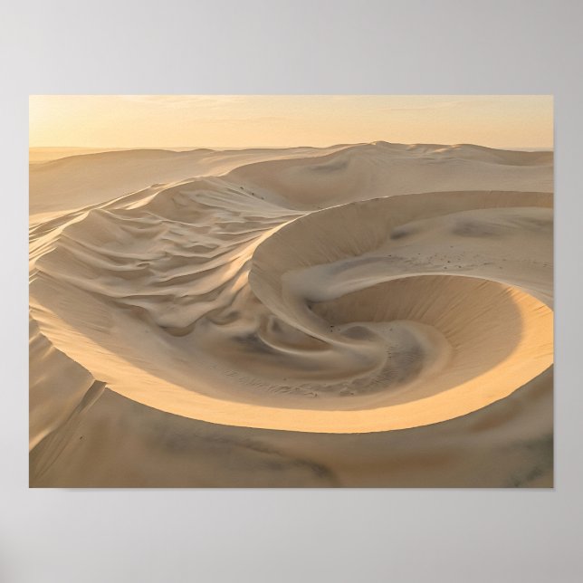 Öken Spiral Dyner Guld Natur Affisch (Framsidan)