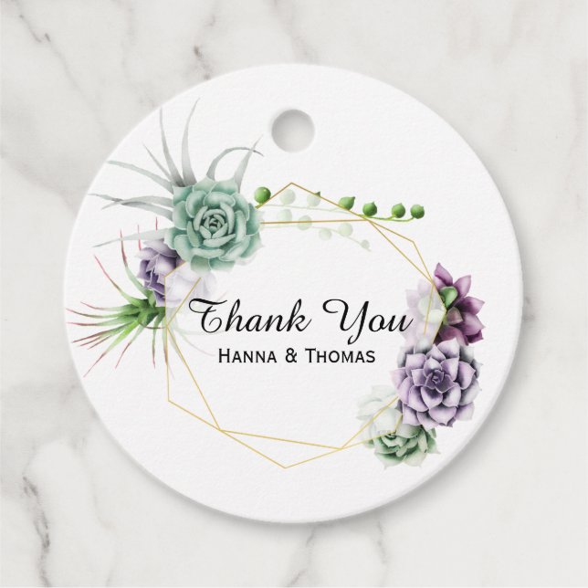 Öken Sukkulent Bröllop Gåvor Etiketter (Framsida)