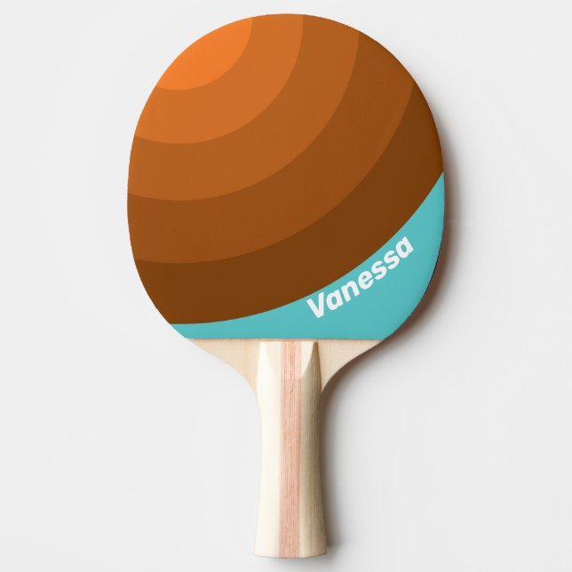 Öken Teal Cirkel Rand med Namn Pingisracket (Framsidan)