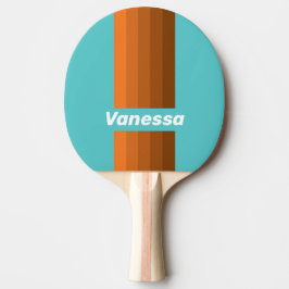 Öken Teal Pin Ränder med Namn Pingisracket