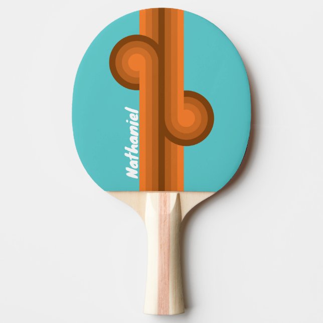 Öken Teal Randig Loop med Namn Pingisracket (Framsidan)
