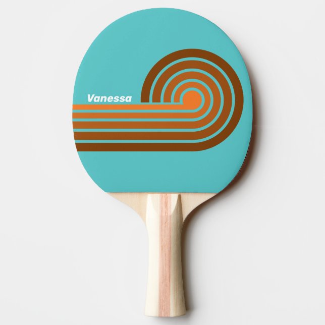 Öken turkos lockiga ränder med namn pingisracket (Baksidan)