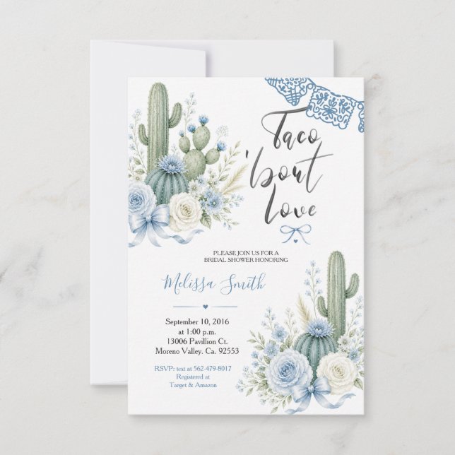 Öken Watercolor Kactus Baby Shower Inbjudan (Framsida)