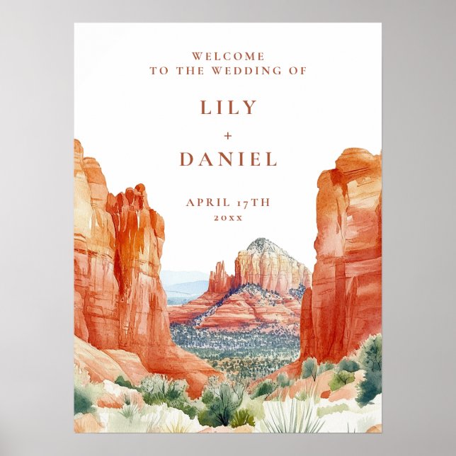 Ökenbergsakvarell Bröllopsväkommen skylt (Framsidan)