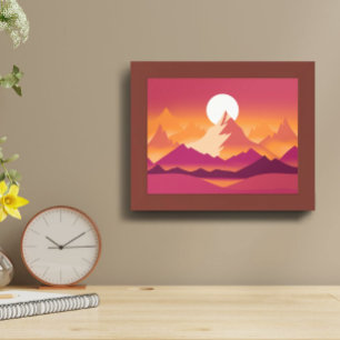 Ökenbergstoppar i Sol liggande Illustration Poster
