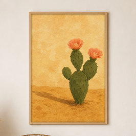 Ökenblomning Gouache Boho Konstaffisch Poster