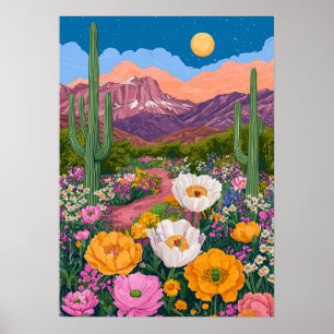 Ökenblomning i månsken poster