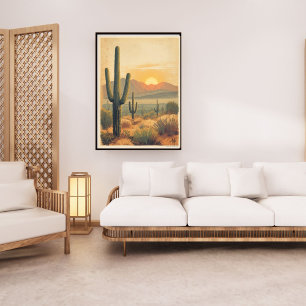 Ökenblomning – Vintage Arizona Resor Poster