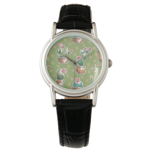 Ökenbloomsteg | GRÖNT MÖNSTER Armbandsur (Framsida)