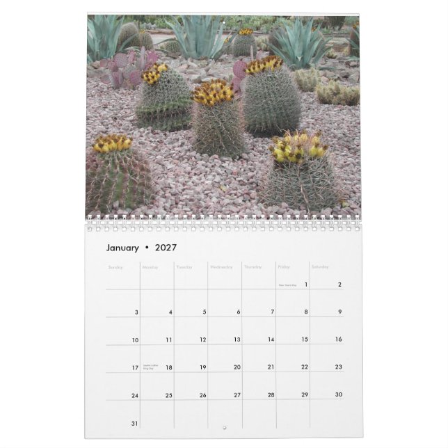 Ökenbotanisk trädgård kalender (Jan 2027)