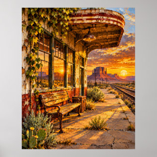 Ökenjärnvägsdepå - Golden Americana Poster