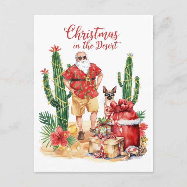 Ökenjul med kaktus Tomte  Helg Vykort (Framsida)