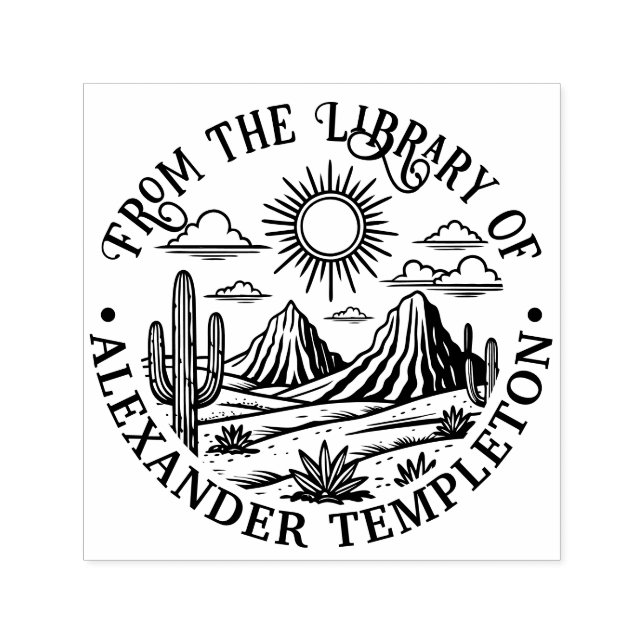 Ökenkaktör Landskap #2P Biblioteksboknamn Självfärgande Stämpel (Design)