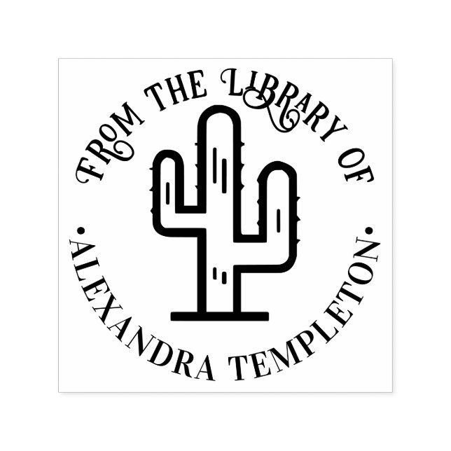 Ökenkaktus “Från bibliotek av” Boknamn Självfärgande Stämpel (Design)