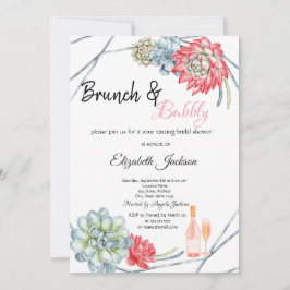Ökenkaktus Röd Brunch & Bubbly Bröllop Inbjudningar
