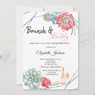 Ökenkaktus Röd Brunch & Bubbly Bröllop Inbjudningar