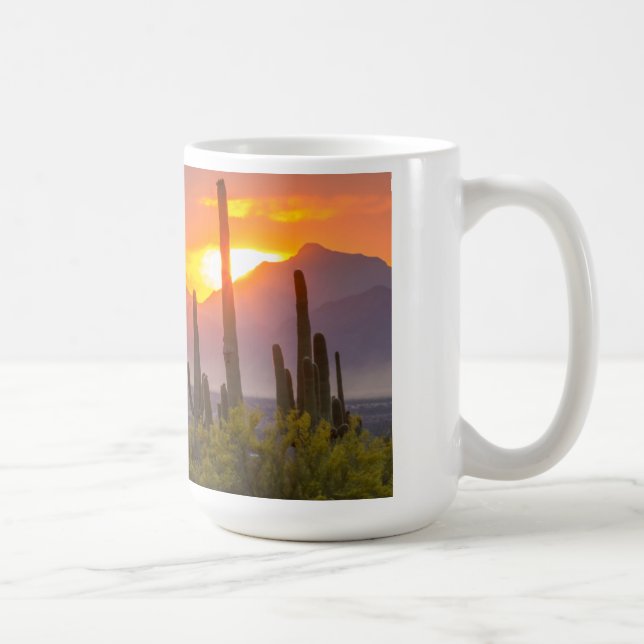 Ökenkaktus solnedgång, Arizona Kaffemugg (Höger)