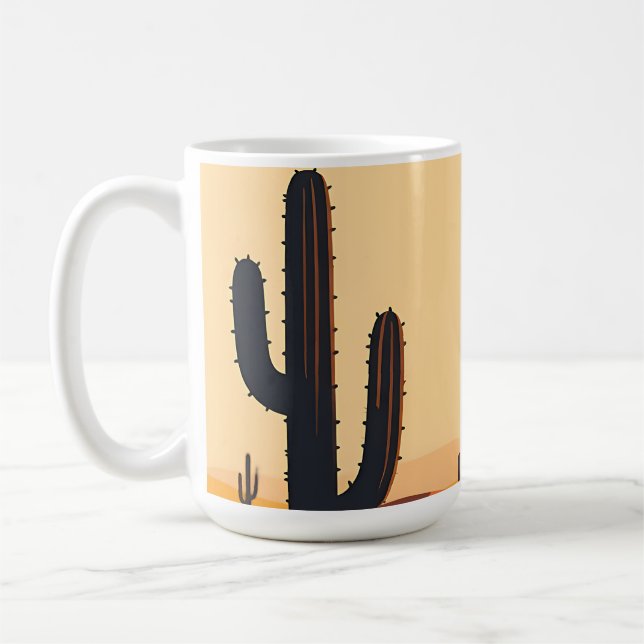 Ökenkaktus Solnedgång Silhuett  Kaffemugg (Vänster)