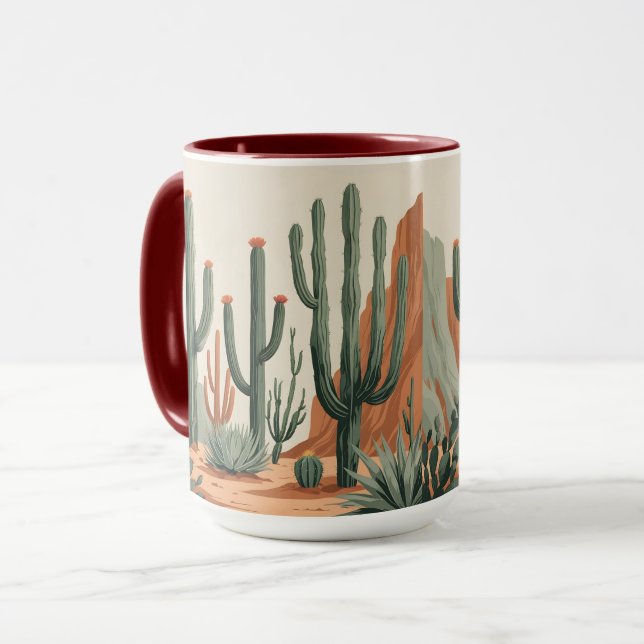 Ökenkaktus Trädgård | Sydvästlig Kaffemugg (Framsida vänster)