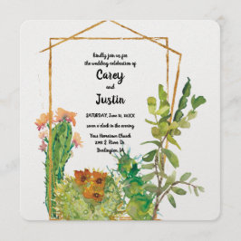 Ökenkaktus Vattenfärg Bröllop Inbjudningar