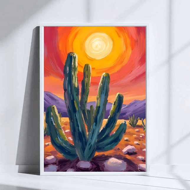 Ökenkaktusar | Solnedgång Natur Landskapsmålning Poster (Skapare uppladdad)