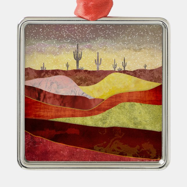 Ökenkaktuslandskap Julgransprydnad Metall (Framsidan)