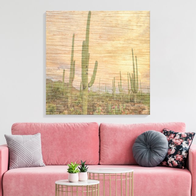 Ökenkaktusväxter på trästruktur Foto Bild (Insitu (Vardagsrum))