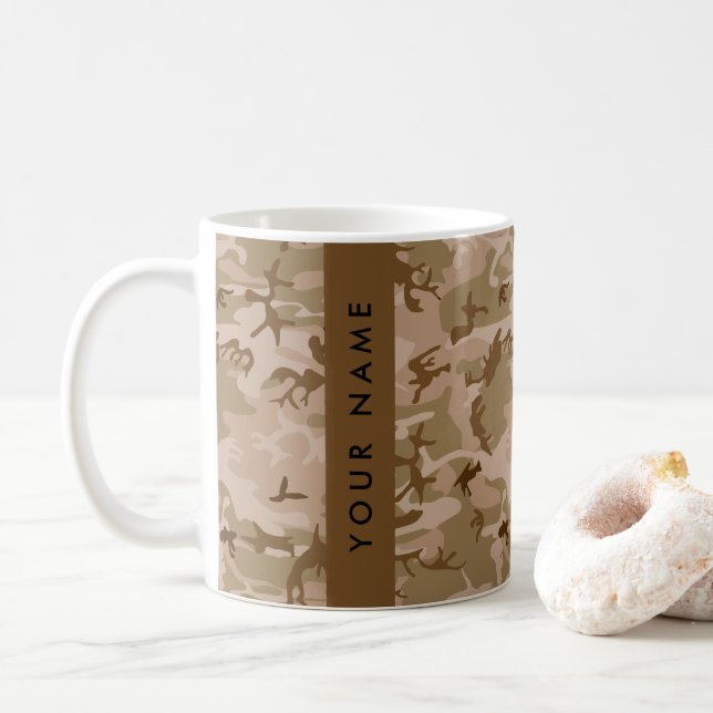 Ökenkamouflage mönster, Ditt namn, Personlig Kaffemugg (Med munk)
