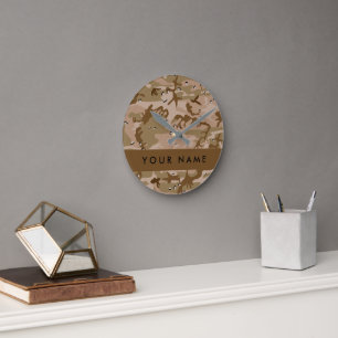 Ökenkamouflagekulor, Ditt namn, Personlig Rund Klocka