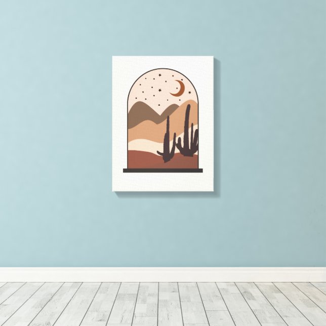 Ökenlandskap, Arizona, Boho Abstrakt Konst Canvastryck (Insitu (trägolv))