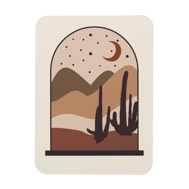 Ökenlandskap, Arizona, Boho Abstrakt Konst Magnet (Vertikal)