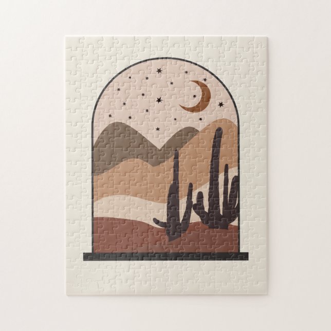 Ökenlandskap, Arizona, Boho Abstrakt Konst Pussel (Vertikal)