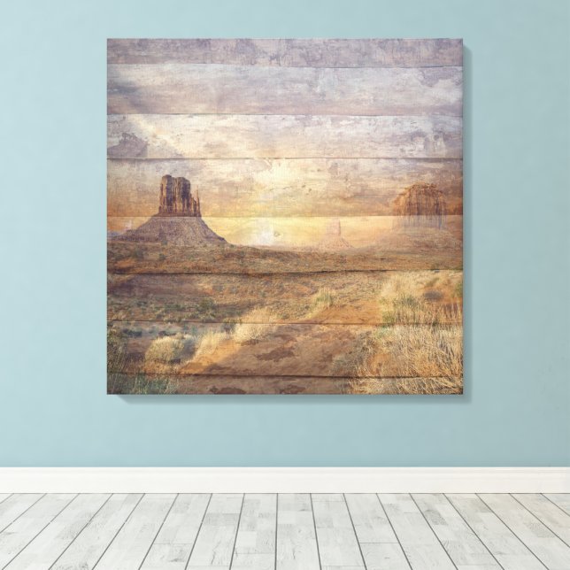 Ökenlandskap Monument Valley och molnig himmel Canvastryck (Insitu (trägolv))