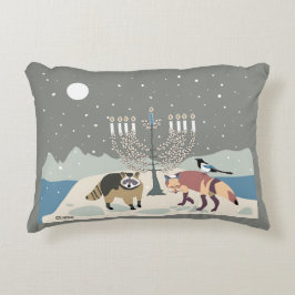 ÖkenlivHANUKKAH vis menora med djur Prydnadskudde