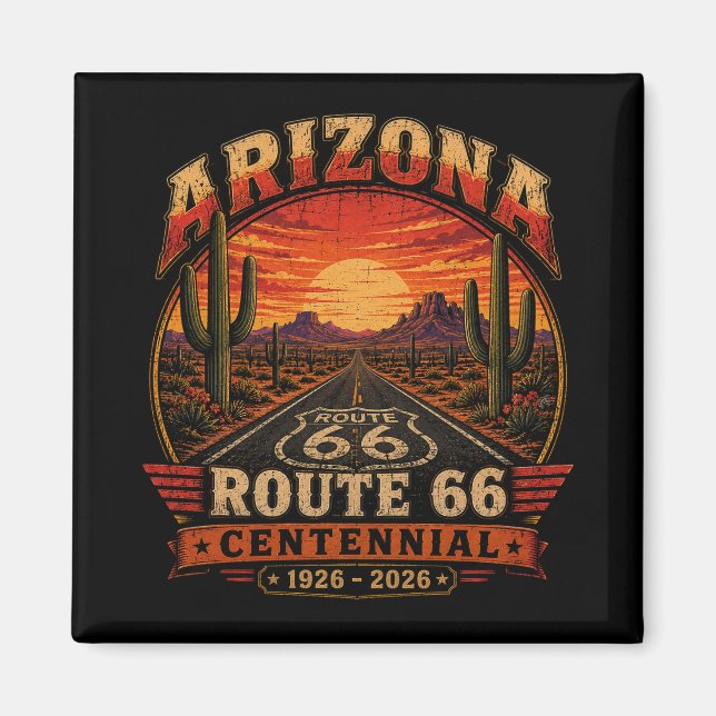 Ökenmotorvägen Route 66 Centennial Samlarobjekt Magnet (Framsidan)