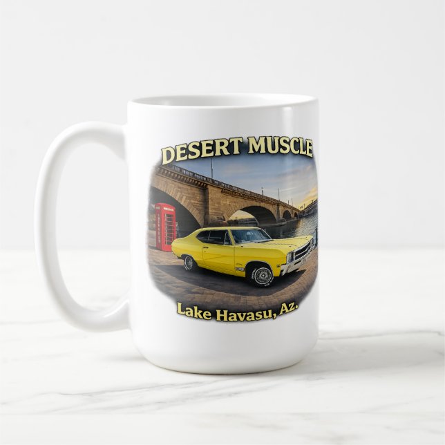 Ökenmuskel Retro Bil Design Kaffemugg (Vänster)