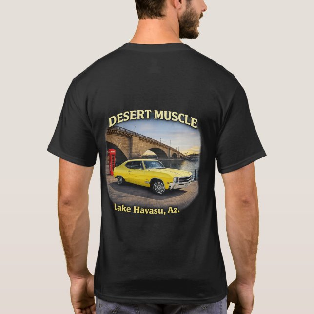Ökenmuskel Retro Bil Design T Shirt (Baksida)