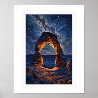 Ökennatthimmel över Delicate Arch-affisch Poster