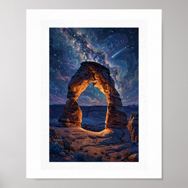 Ökennatthimmel över Delicate Arch-affisch Poster (Framsidan)