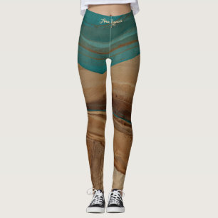 Ökenoas Jordnära Flöde Turkos Brun Modern Leggings