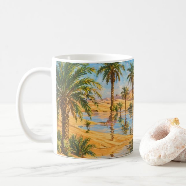 Ökenoas Mirage Palmträd Kaffemugg (Med munk)